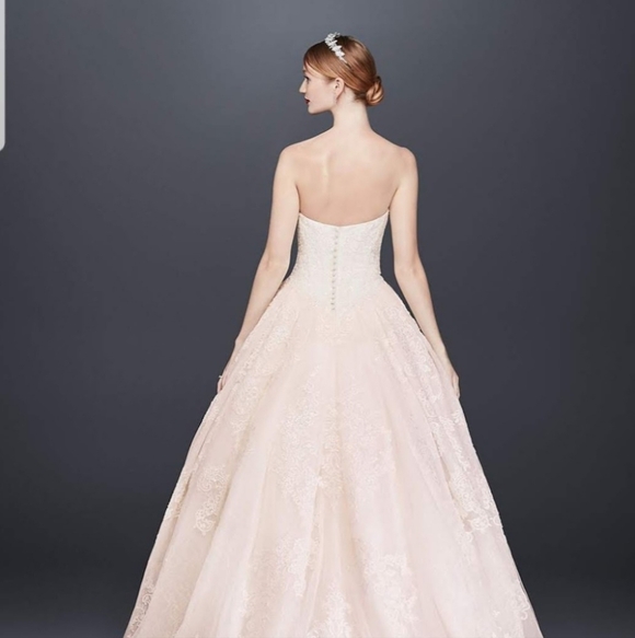 Beautiful Olen Cassini Ivory/Whisper Pink Strapless Ball Gown, Size 12 - Picture 8 of 8